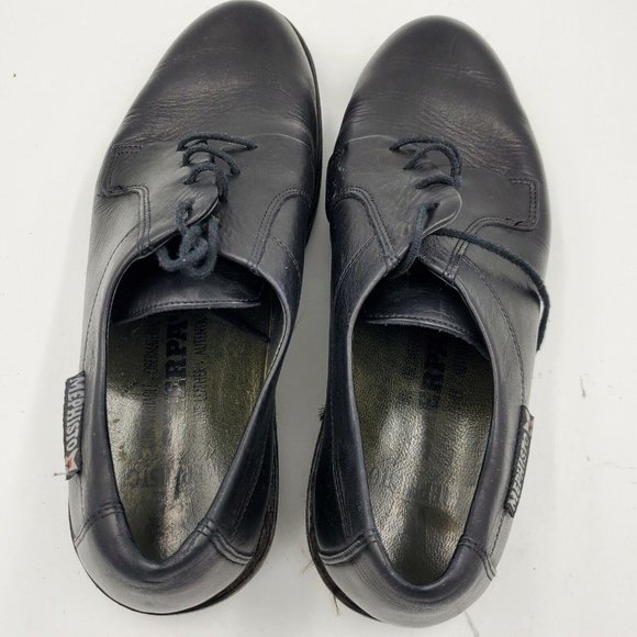 Mephisto Sherpa’s Oxford Mens 9.5 Black Leather Plain Toe Lace Up Derby France